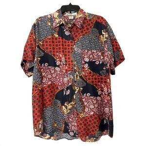 Diana Marco Vintage 100% Silk Baroque Equestrian Patchwork Print Shirt 16